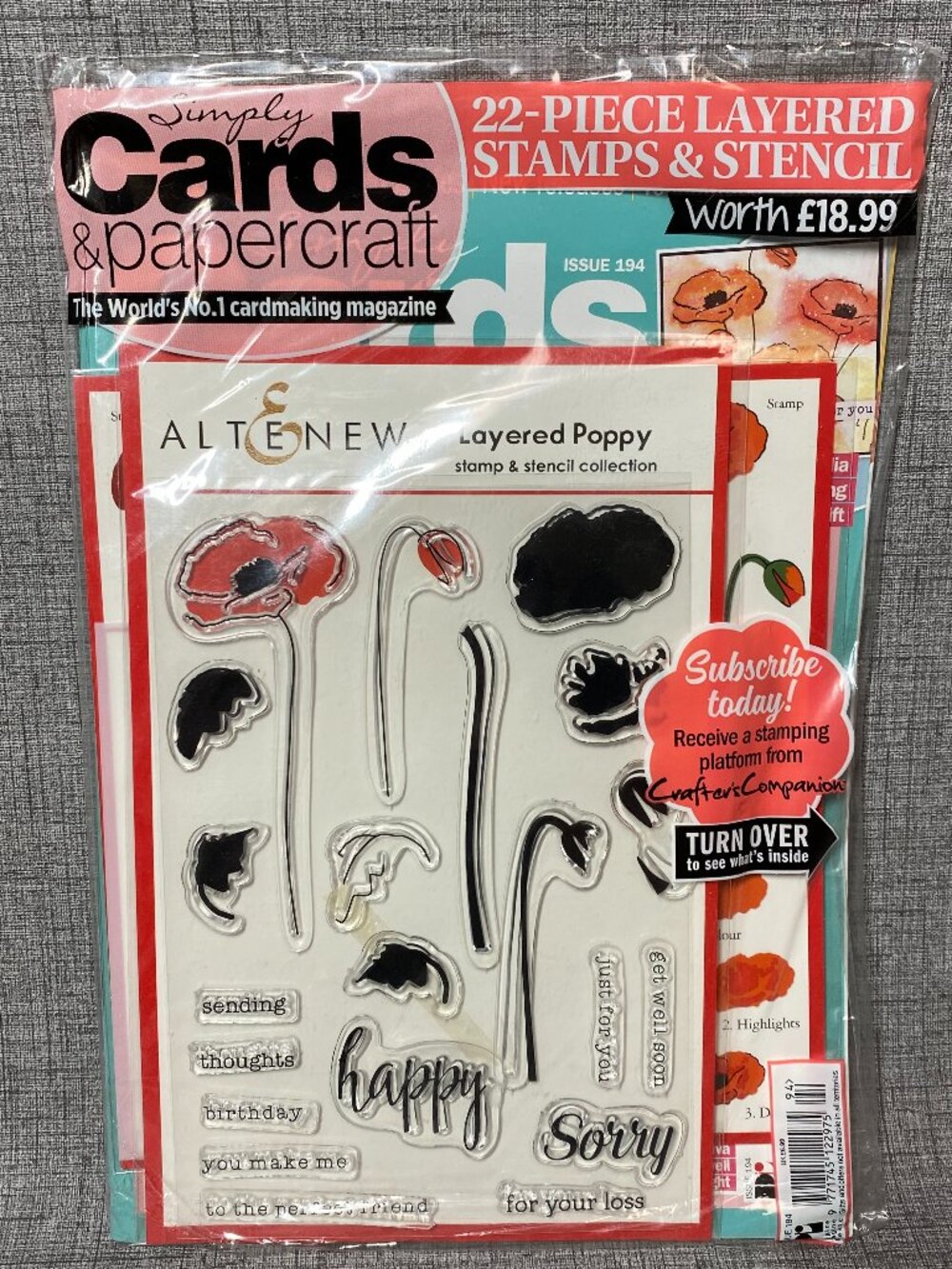 Simply Cards and Papercraft Magazine 194 Altenew Layered Poppy Stamp & Stencil